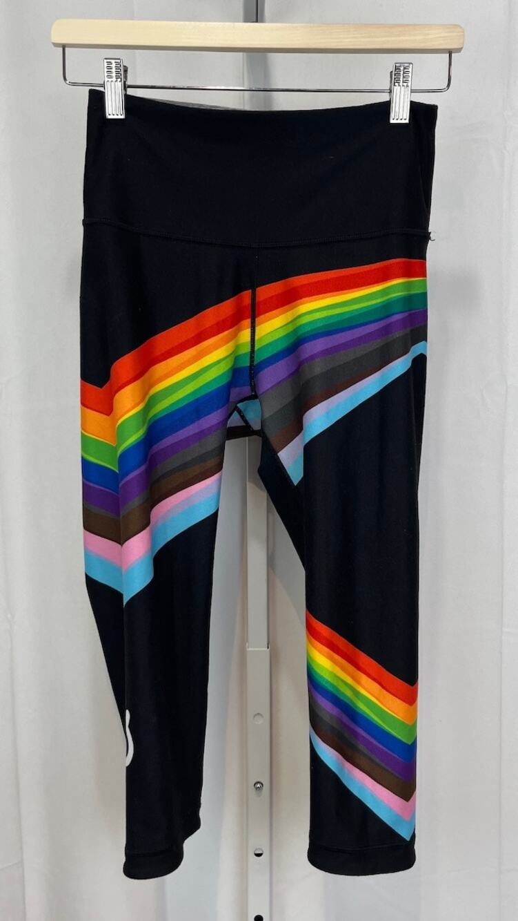 WITH x PELOTON EST S  Pride Leggings Capri Cropped Reversible Gray Black Rainbow